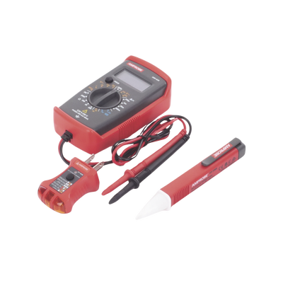 [PK-110] KIT Básico 3 en 1 con Multímetro Digital + Detector de Tensión sin Contacto + Comprobador de Fase GFCI