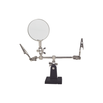 [EP390] Soporte con lupa y dos brazos con clip. Ideal para trabajos de soldadura.