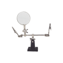 Soporte con lupa y dos brazos con clip. Ideal para trabajos de soldadura.