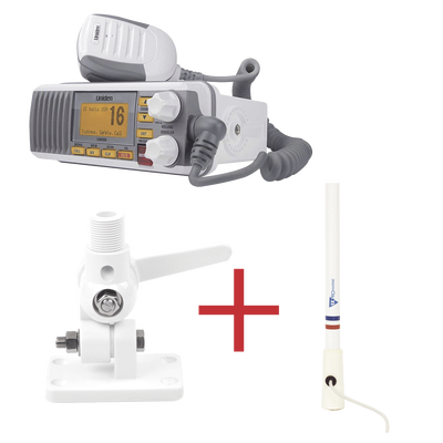 [UM385/KIT5206] Kit de radio UM385 | mas antena marina de fibra de vidrio TX-5206-SYS y soporte para antena 4186