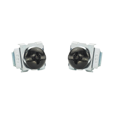 [CNWS1224-C] Kit de 100 Tornillos y 100 Tuercas Enjauladas #12-24, Para Uso en Gabinetes o Racks con Rieles con Orificios Cuadrado