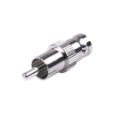 Adaptador de BNC Hembra a RCA Macho en 50 Ohm para Fono, uso en Aplicaciones de Audio-Video, Níquel/ Plata/ Delrin.