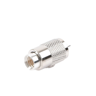 [RFU-500] Conector UHF Macho (PL-259) para cables LP-400, RG-8/U, RG-8U-SYS, 8237, 8267, 8268, 9913, CTN-400, 7810, 8214, 7810A, RFLASH-1113, LMR-400, Plata (Concha-Níquel)/ Plata/ D.A.P. (Fibra Sintética)