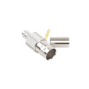 Conector BNC Hembra, 75 Ohm, Anillo Plegable, para RG-59/U, Níquel/ Oro/ Delrin.