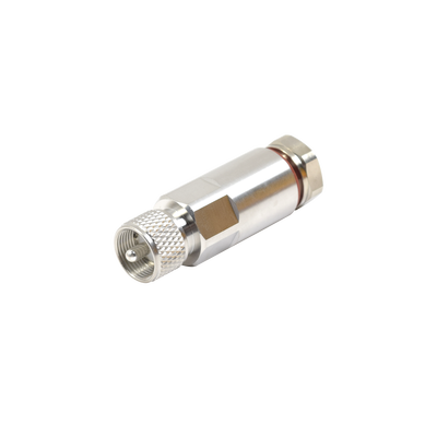 Conector UHF Macho (PL-259) para Cable HELIAX de 1/2" LDF4-50A, LP-450A, Tipo Rosca, Bronce Blanco/ Plata/ Teflón.