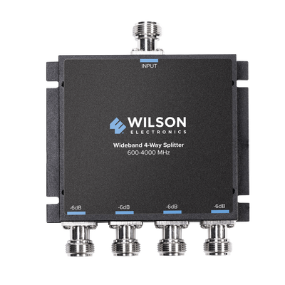 Divisor de potencia de 4 salidas, 50 Ohm, 600-4000MHz con conectores N-Hembra.