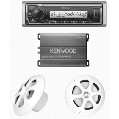 Kit de estereo con Bluetooth KMR-M332BT | Amplificador KAC-M1814  | mas Par de bocinas KFC-1613MRW
