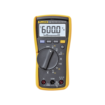 [FLUKE-115] Multímetro Digital para Electricista, Para Pruebas de Capacitancia y Diodos, Uso con Voltaje Máximo de 600 V, Pantalla LED Retroiluminada