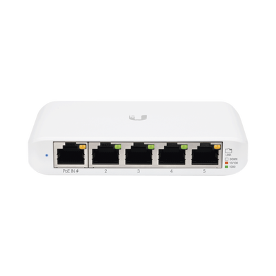 [USW-FLEX-MINI] Switch UniFi Administrable Compacto de 5 Puertos 10/100/1000 Mbps, soporta entrada de PoE 802.3af/at