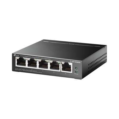 [TL-SG105MPE] Switch Administrable / Escritorio Easy Smart / 5 puertos 10/100/1000 Mbps / IGMP para Vigilancia / Calidad en el Servicio (QoS) / Gestión GUI / Recuperación automática PoE