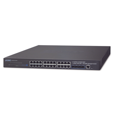[SGS-6341-24T4X] Switch Administrable Capa 3, 24-Puertos 10/100/1000T + 4-Puertos 10G SFP+, Apilable