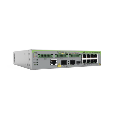 [AT-GS980EM/10H] Switch Gigabit L3, 8 puertos 1000T PoE++, 2 puertos 100/1000X SFP, 3 puertos entrada DC