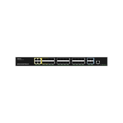 [GWN7831] Switch de Agregación Capa 3 / 4 Puertos Gigabit Ethernet / 24 Puertos Gigabit SFP / 4 Puertos 10Gigabit SFP+ / QoS Integrada / Soporte IPv6 e IPv4 / Seguridad Avanzada / Stacking / 