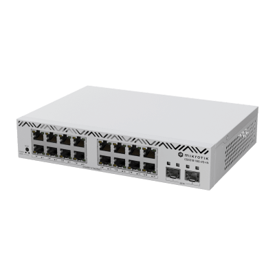 [CSS318-16G-2S+IN] Switch MikroTik con 16 Puertos Gigabit Ethernet / 2 Puertos SFP+ 10G / Filtrado MAC y VLANs / SwOS Configuración Web