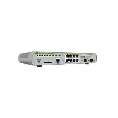 Switch Administrable CentreCOM GS970M, Capa 3 de 8 Puertos 10/100/1000 Mbps + 2 puertos SFP Gigabit