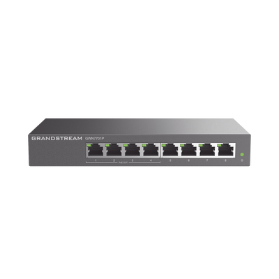 [GWN7701P] Switch PoE+ Gigabit No Administrable / 8 puertos 10/100/1000 Mbps / 4 puertos PoE+ /  hasta 60W