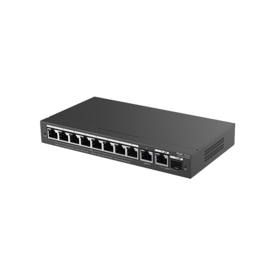 [RG-ES210GS-P] Switch Administrable con 8 puertos Gigabit PoE, 2 Uplinks Gigabit (1 SFP), gestión gratuita desde la nube