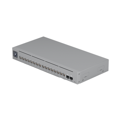 UniFi Switch Pro Max 16 PoE con funciones Capa 3, 16 puertos EtherLight RGB / (4) puertos 2.5 GbE POE++ y (12) puertos GbE POE+ /(2) puertos SFP+ 10G /con pantalla táctil informativa, hasta 180W de presupuesto POE 
