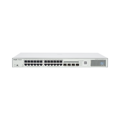 [RG-NBS3100-24GT4SFP-P-V2] Switch Administrable L2 PoE+ hasta 370W, 24 Puertos Eth 1G, 4 puertos SFP 1G, Administración Remota en la Nube.