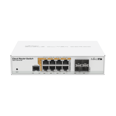 [CRS112-8P-4S-IN] Cloud Router Switch Administrable L3, 8 puertos 10/100/1000 Mbps c/PoE Pasivo ó 802.3af/at, 4 Puertos SFP