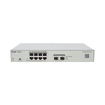 Switch Administrable PoE Capa 2 con 8 puertos Gigabit PoE 802.3af/at + 2 SFP para fibra 1Gb, gestión gratuita desde la nube, 125w