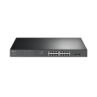 [TL-SG1218MPE] Switch JetStream de 16 puertos 10/100/1000Mbps y PoE af/at, 2 puertos SFP hasta 192W.