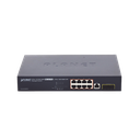 Switch Administrable Capa 2, 8 Puertos PoE 802.3af/at Gigabit, 140 W Max, 2 Puertos SFP, Modo Extendido Hasta 250 m, Soporta Administración en Nube CloudNMS ( HW Rev. 3.0 en Adelante). 