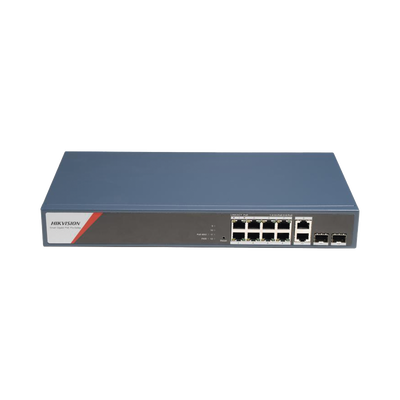 Switch Gigabit PoE+ / Administrable / 8 Puertos 1000 Mbps PoE+(4 Puertos PoE++ 90 W) / 2 Puertos 1000 Mbps de Uplink / 2 Puertos SFP / Configuración Nube Hik-PartnerPro / Modo Extendido hasta 300 Metros / 130 W 