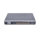 Switch Administrable L3, 24 puertos Gigabit PoE 802.3bt, 2 puertos 10G SFP+, Pantalla Tactil, Fuente Redundante, (600W)