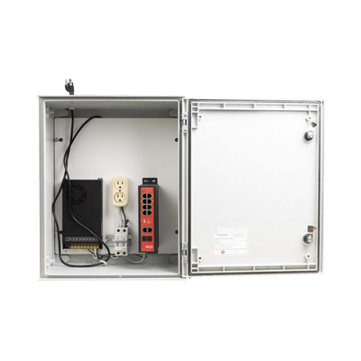 [GABSWWIAIO] Switch PoE Industrial para exterior / 8 puertos Gigabit con 8 puertos PoE 802.3at / Protección térmica 2P, 16A, Corriente Alterna 400 Vca