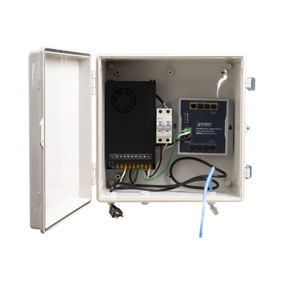 [GABSWAIO] Switch para exterior / 8 puertos Gigabit con 4 puertos PoE 802.3at / Protección térmica 2P, 16A, Corriente Alterna 400 Vca