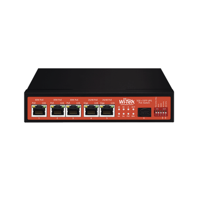 [WI-PS306GF-UPS-15A] Controlador Solar de 15A con Switch PoE /  1 Puertos Gigabit PoE 802.3 bt / 2 Puertos PoE 802.3 af/at / 2 Puertos PoE Pasivo 24/48 Vcc / 1 Puerto SFP / No administrable