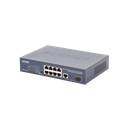 Switch no Administrable 8 puertos 10/100 PoE 802.3af/at 135W, 1 puerto Uplink 10/100/1000 y 1 SFP 100/1000 para escritorio 