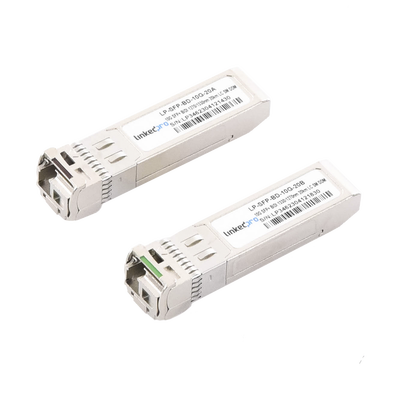 [LP-SFP-BD-10G-20] Transceptores Ópticos Bidireccionales SFP+ (Mini-Gbic) / Monomodo 1270 & 1330 nm / 10 Gbps / 1000BASE-BX / Conector LC/UPC Simplex / DDM / Hasta 20 km / 2 Piezas 