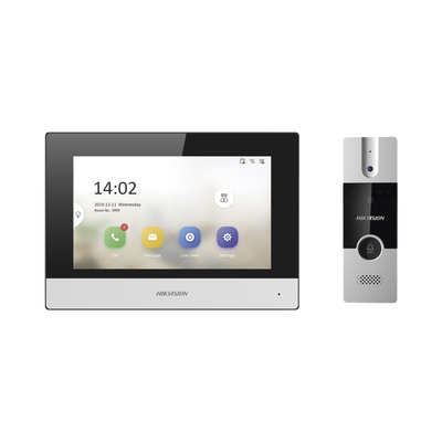 [DS-KIS302-P] Kit de Videoportero Analógico de Plastico / IP a 4 Hilos con Función de Llamada a App Hik-Connect / Monitor se Conecta a Internet por Cable o WiFi y por 4 Hilos al Frente de Calle / Expandible a Mas Equipos