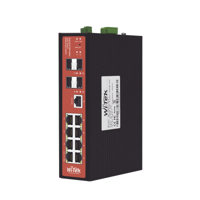 [WIPMS312GFIV2] Switch Industrial administrable PoE, puerto 1-2 PoE 24/48. puertos 3-8 puertos 802.3 af/at/bt, hasta 60 W
