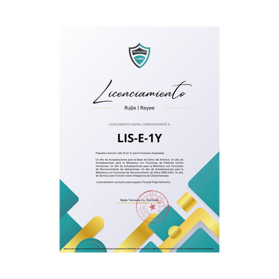 [RG-WALL1600-Z3200-S-LIS-E-1Y] Paquete Licencia 1 año  (5 en 1), para Funciones Avanzadas Firewall modelo Z3200 series