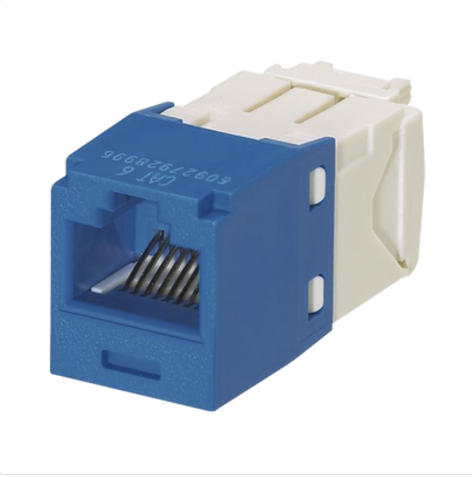 [CJ688TGBU] Conector Jack RJ45 Estilo TG, Mini-Com, Categoría 6, de 8 posiciones y 8 cables, Color Azul