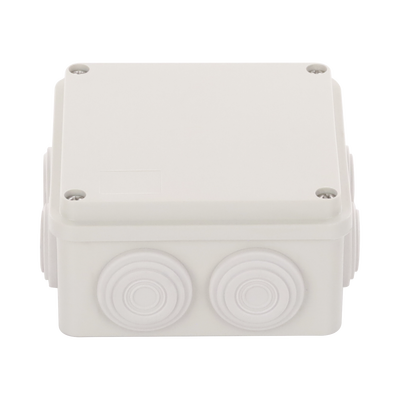 [PST-1010-ER] Caja Derivación-Conexión de Plástico (100 X 100 X 54 mm) con 6 Glándulas de Goma. Para Instalaciones Comerciales, Residenciales e Industriales. Incluye Tornillería para su Tapa.
