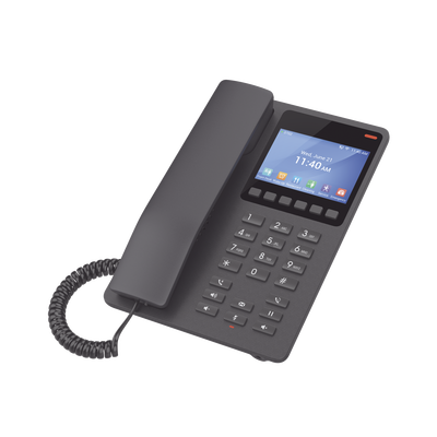 [GHP631] Teléfono IP Hotelero con pantalla LCD a color, 2 líneas SIP con 2 cuentas, codec Opus, IPV4/IPV6, color negro, con gestión en la nube GDMS