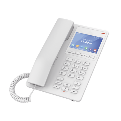 [GHP630] Teléfono IP Hotelero con pantalla LCD a color, 2 líneas SIP con 2 cuentas, codec Opus, IPV4/IPV6, color blanco, con gestión en la nube GDMS