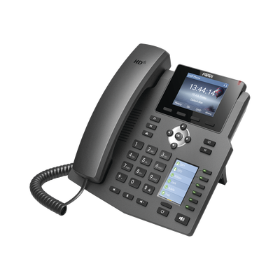 [X4] Teléfono IP empresarial para 4 líneas SIP con 2 pantallas LCD, 6 teclas BLF/DSS, conferencia de 3 vías, PoE