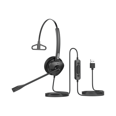 Diadema monoaural con tecnología antishock para teléfonos IP FANVIL con interfaz USB con micrófono de cancelación de ruido, larga durabilidad 