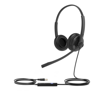 Diadema USB Alámbrica Yealink UH34 Dual Teams C/ Almohadillas de Cuero Compatible con Teléfonos IP Yealink y Computadoras