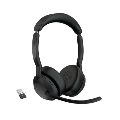 Jabra Evolve2 55, Auricular stereo versión MS, dongle USB-A con cancelación de ruido (25599-999-999) 