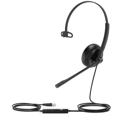 Diadema Alámbrica UH34 Mono de Yealink Certificada con Microsoft Teams con Almohadillas de Cuero