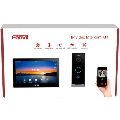 Kit Videoportero IP Fanvil VIK-01, Estación Interior SIP i504W + Frente de Calle i60, Llamadas HD, Desbloqueo Remoto, App Fanvil Link, PoE
