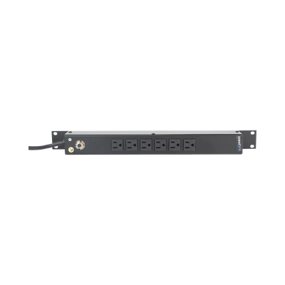 [HTCM1U6C] Tomacorriente Horizontal (PDU) de 6 Contactos (NEMA 5-15R) Rack 19" 1UR. Voltaje Entrada/Salida: 120Vca/15A