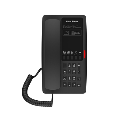 [H4B] Teléfono IP para Hotelería, Puerto USB-A para carga, 5 teclas programables para servicio rápido (Hotline), plantilla personalizable con PoE 