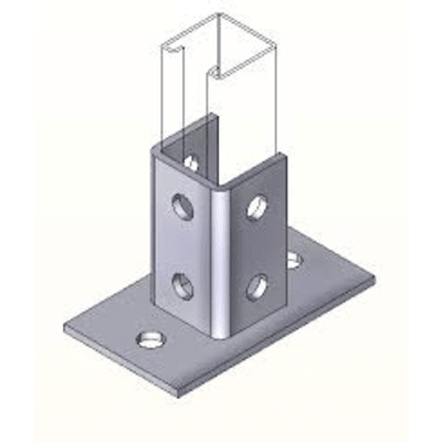 Base Cuadrada con 4 Perforaciones para Perfil Sencillo.
